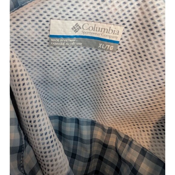 Columbia Shirt Mens Blue Plaid Check Short Sleeve Vented Fishing Shirt - XL - Picture 4 of 7